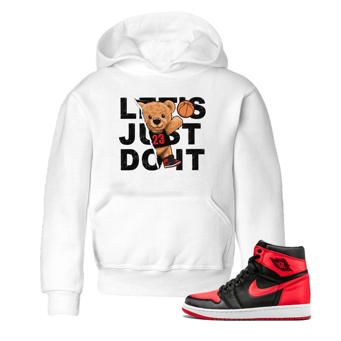 Air Jordan 1 Satin Bred shirt to match jordans Rip Out Bear sneaker tees AJ1 Retro Satin Bred SNRT Sneaker Tees Sneaker Matching Clothing Brand Baby Toddler White 1 T-Shirt
