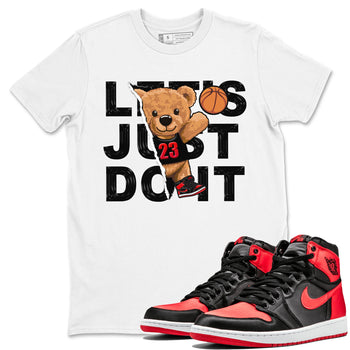 Air Jordan 1 Satin Bred shirt to match jordans Rip Out Bear sneaker tees AJ1 Retro Satin Bred SNRT Sneaker Tees Sneaker Matching Clothing Brand Unisex Sneaker Tee White 1 T-Shirt