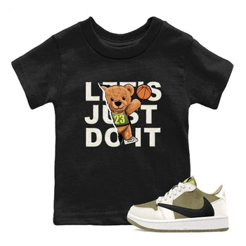 Jordan 1 Low X Travis Scott Golf Olive shirt to match jordans Rip Out Bear sneaker release tees Air Jordan 1 Travis Scott Golf Olive SNRT Sneaker Tees Baby Toddler Black 1 T-Shirt
