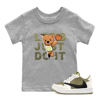 Jordan 1 Low X Travis Scott Golf Olive shirt to match jordans Rip Out Bear sneaker release tees Air Jordan 1 Travis Scott Golf Olive SNRT Sneaker Tees Baby Toddler Heather Grey 1 T-Shirt