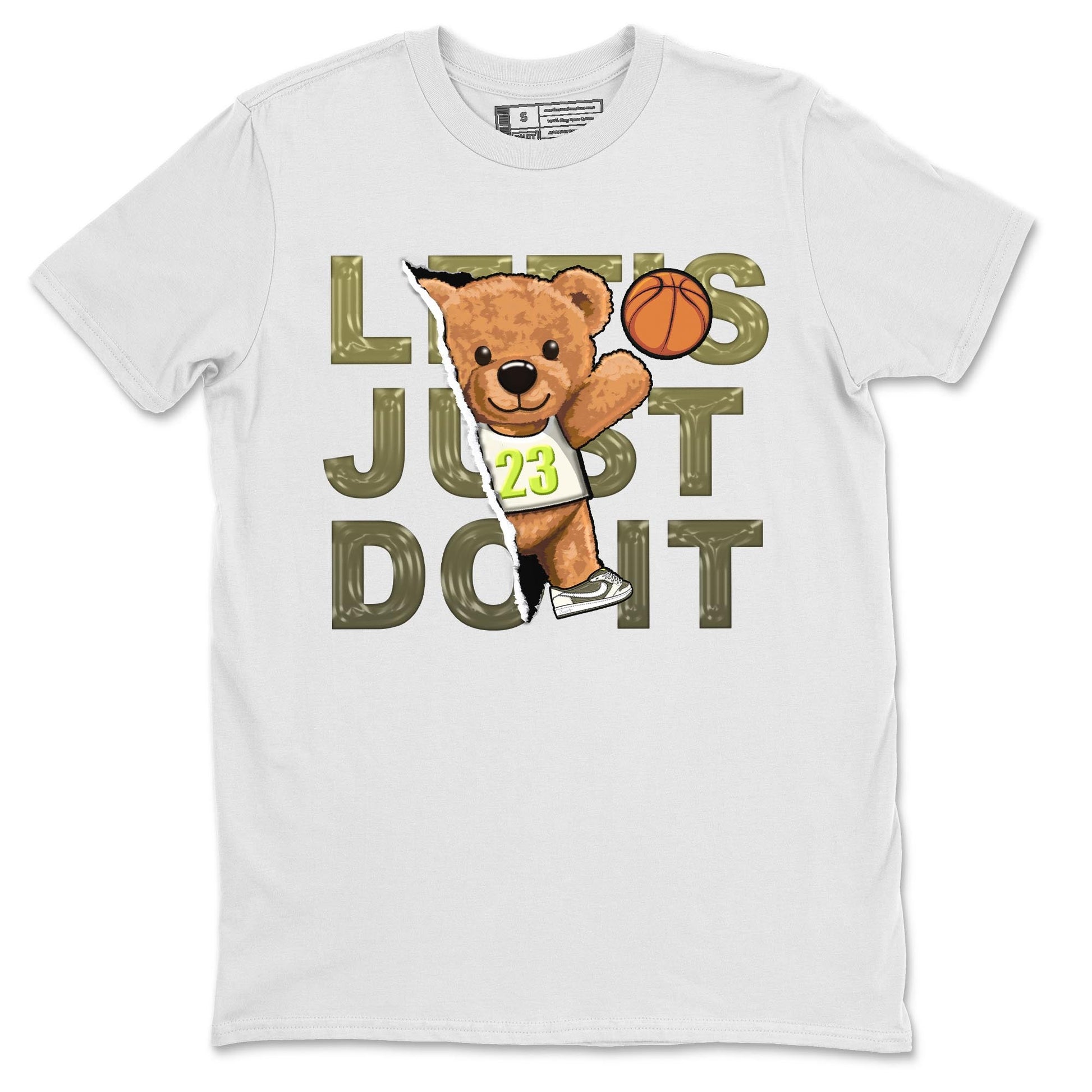 Jordan 1 Low X Travis Scott Golf Olive shirt to match jordans Rip Out Bear sneaker release tees Air Jordan 1 Travis Scott Golf Olive SNRT Sneaker Tees Unisex Streetwear Clothing White 2 T-Shirt