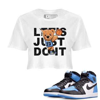 Air Jordan 1 Retro High OG University Blue shirt to match jordans Rip Out Bear sneaker tees Air Jordan 1 UNC Toe SNRT Sneaker Release Tees White 1 Crop T-Shirt