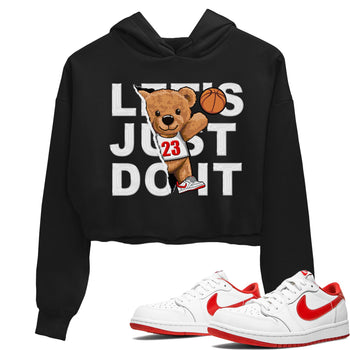 1s Low University Red shirt to match jordans Rip Out Bear sneaker tees Air Jordan 1 University Red SNRT Sneaker Tees Sneaker Matching Clothing Brand Black 1 Crop T-Shirt