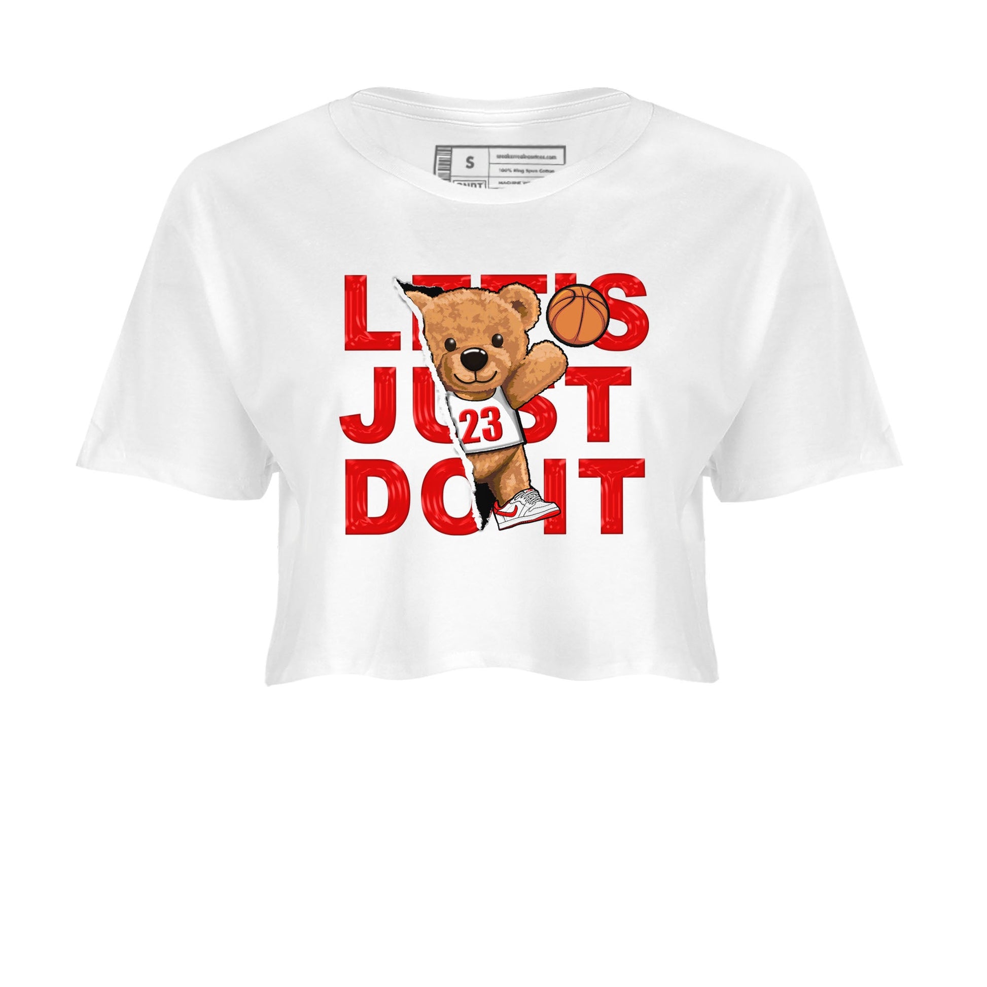 1s Low University Red shirt to match jordans Rip Out Bear sneaker tees Air Jordan 1 University Red SNRT Sneaker Tees Sneaker Matching Clothing Brand White 2 Crop T-Shirt