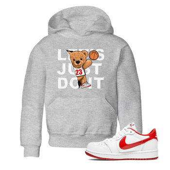 1s Low University Red shirt to match jordans Rip Out Bear sneaker tees Air Jordan 1 University Red SNRT Sneaker Tees Sneaker Matching Clothing Brand Baby Toddler Heather Grey 1 T-Shirt
