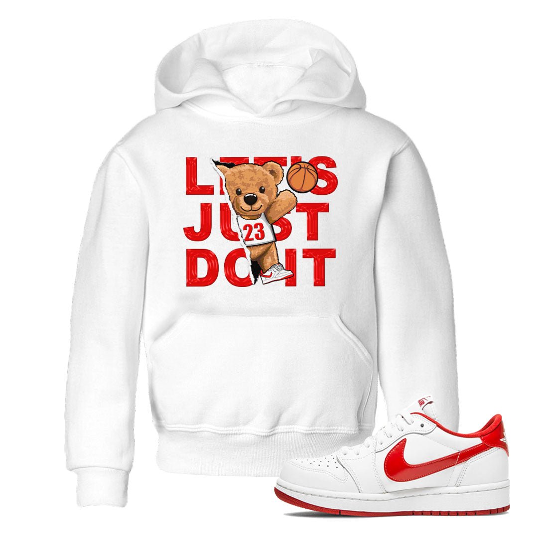 1s Low University Red shirt to match jordans Rip Out Bear sneaker tees Air Jordan 1 University Red SNRT Sneaker Tees Sneaker Matching Clothing Brand Baby Toddler White 1 T-Shirt