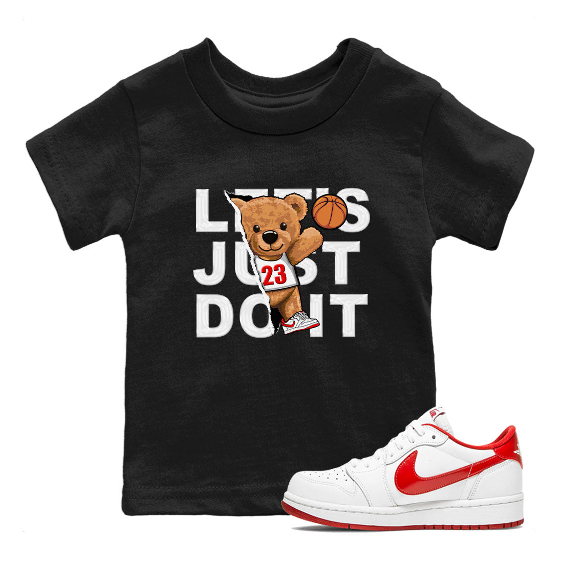 1s Low University Red shirt to match jordans Rip Out Bear sneaker tees Air Jordan 1 University Red SNRT Sneaker Tees Sneaker Matching Clothing Brand Baby Toddler Black 1 T-Shirt