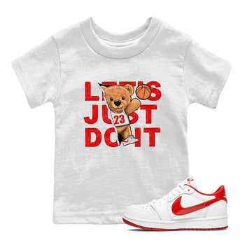 1s Low University Red shirt to match jordans Rip Out Bear sneaker tees Air Jordan 1 University Red SNRT Sneaker Tees Sneaker Matching Clothing Brand Baby Toddler White 1 T-Shirt