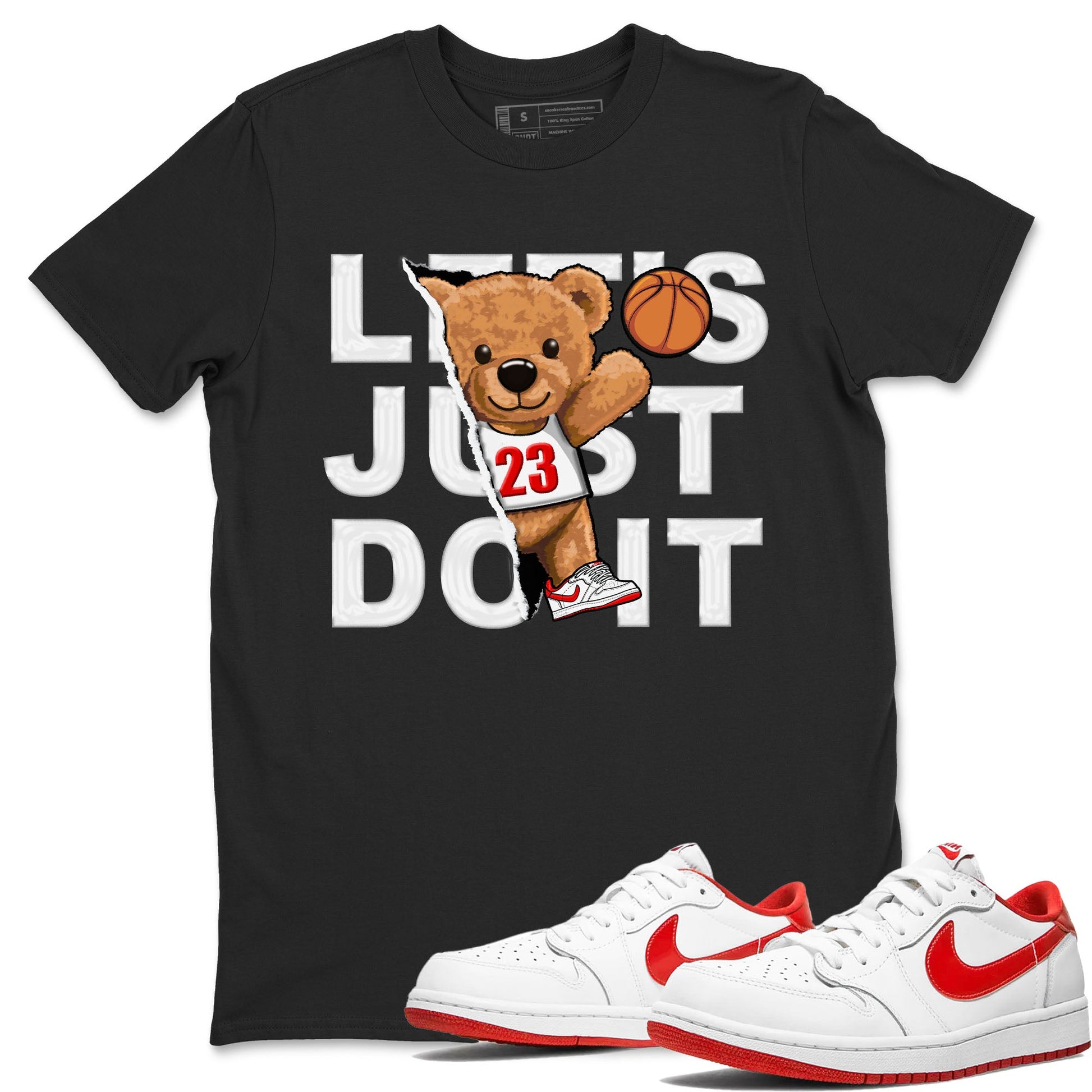 1s Low University Red shirt to match jordans Rip Out Bear sneaker tees Air Jordan 1 University Red SNRT Sneaker Tees Sneaker Matching Clothing Brand Unisex Sneaker Tee Black 1 T-Shirt