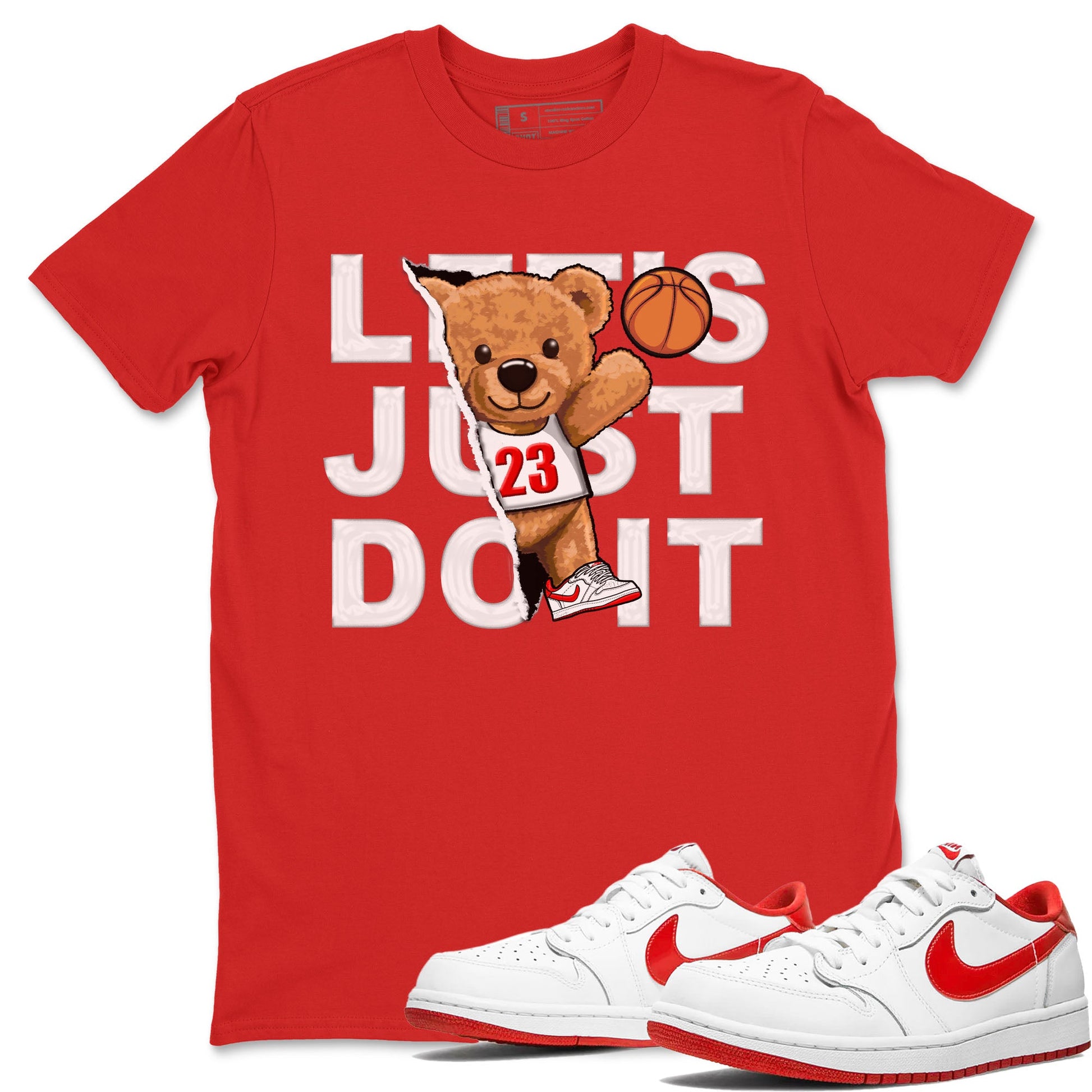 1s Low University Red shirt to match jordans Rip Out Bear sneaker tees Air Jordan 1 University Red SNRT Sneaker Tees Sneaker Matching Clothing Brand Unisex Sneaker Tee Red 1 T-Shirt