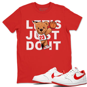 1s Low University Red shirt to match jordans Rip Out Bear sneaker tees Air Jordan 1 University Red SNRT Sneaker Tees Sneaker Matching Clothing Brand Unisex Sneaker Tee Red 1 T-Shirt