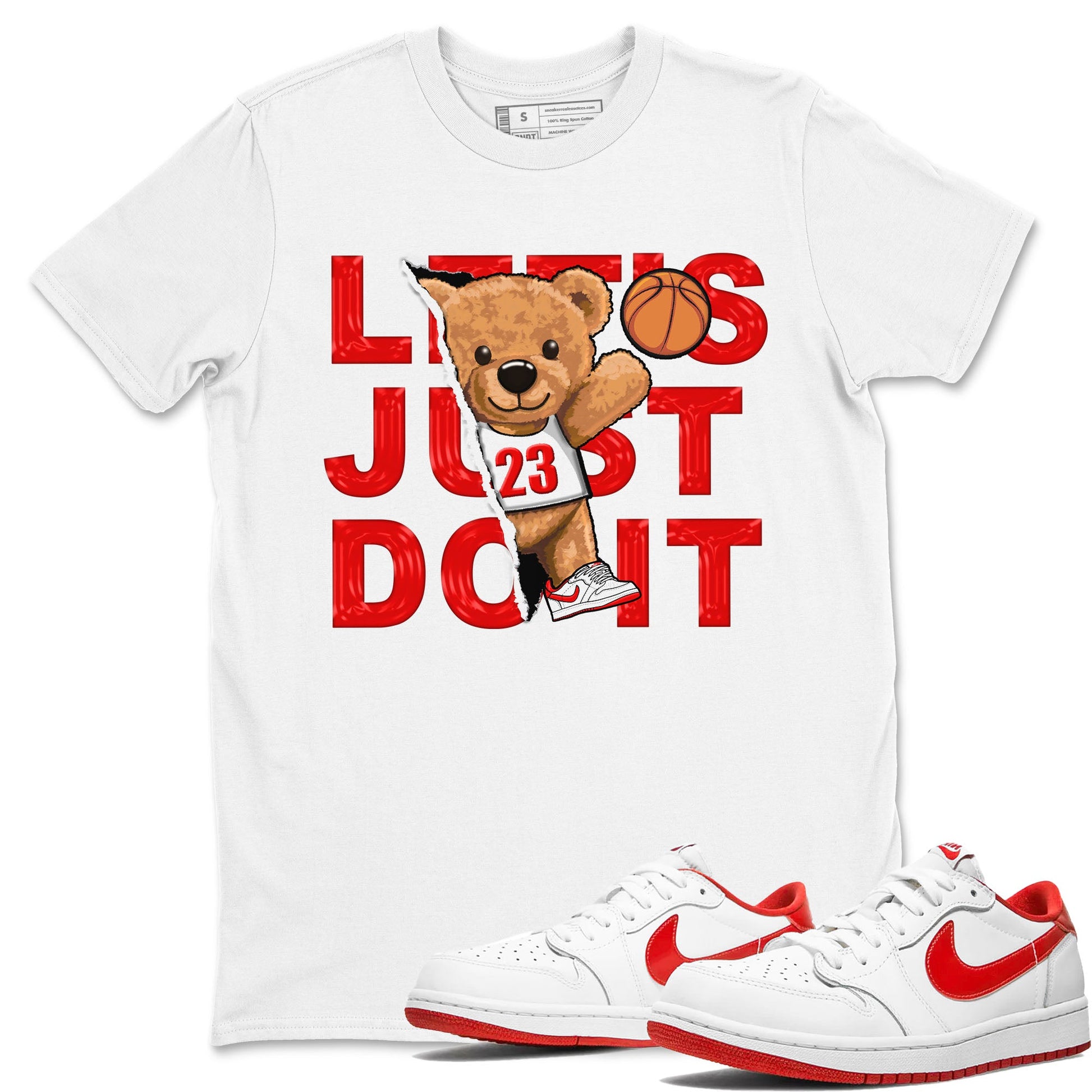 1s Low University Red shirt to match jordans Rip Out Bear sneaker tees Air Jordan 1 University Red SNRT Sneaker Tees Sneaker Matching Clothing Brand Unisex Sneaker Tee White 1 T-Shirt