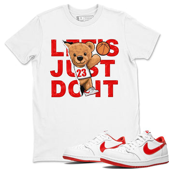 1s Low University Red shirt to match jordans Rip Out Bear sneaker tees Air Jordan 1 University Red SNRT Sneaker Tees Sneaker Matching Clothing Brand Unisex Sneaker Tee White 1 T-Shirt