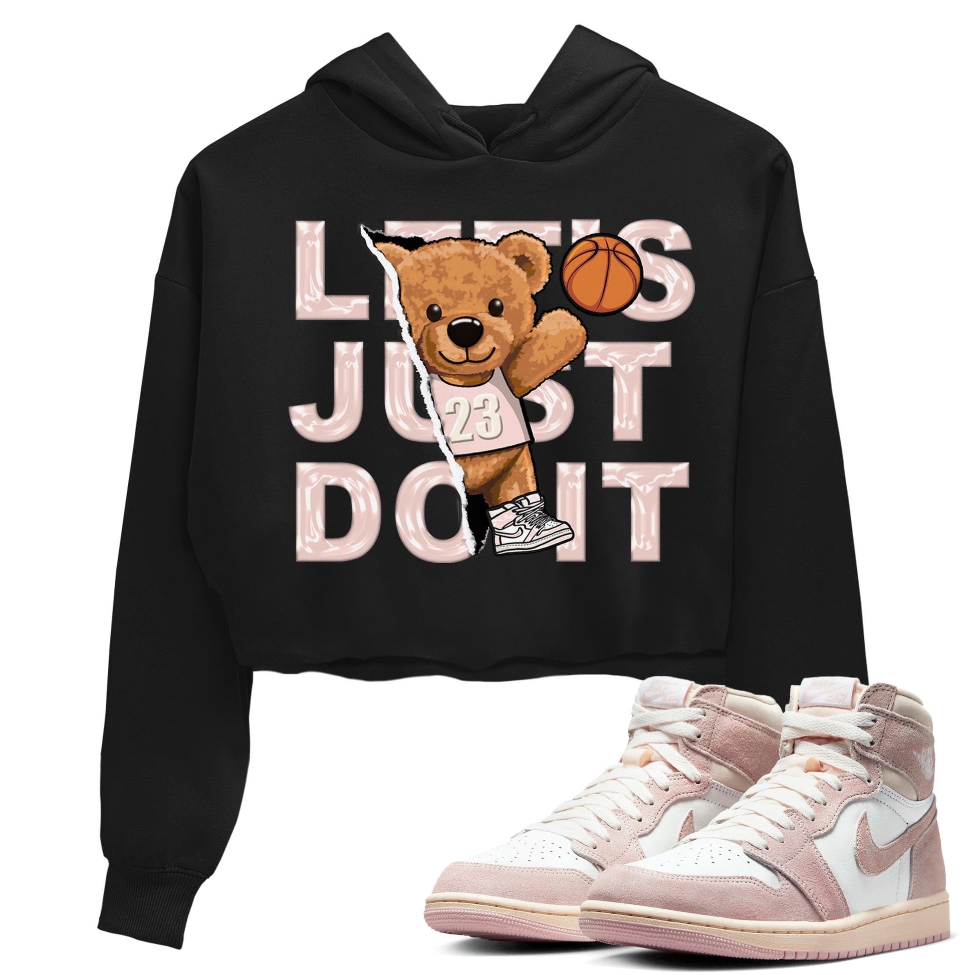 Air Jordan 1 Washed Pink Sneaker Match Tees Rip Out Bear Sneaker Tees AJ1 Washed Pink Sneaker Release Tees Women's Shirts Black 1
