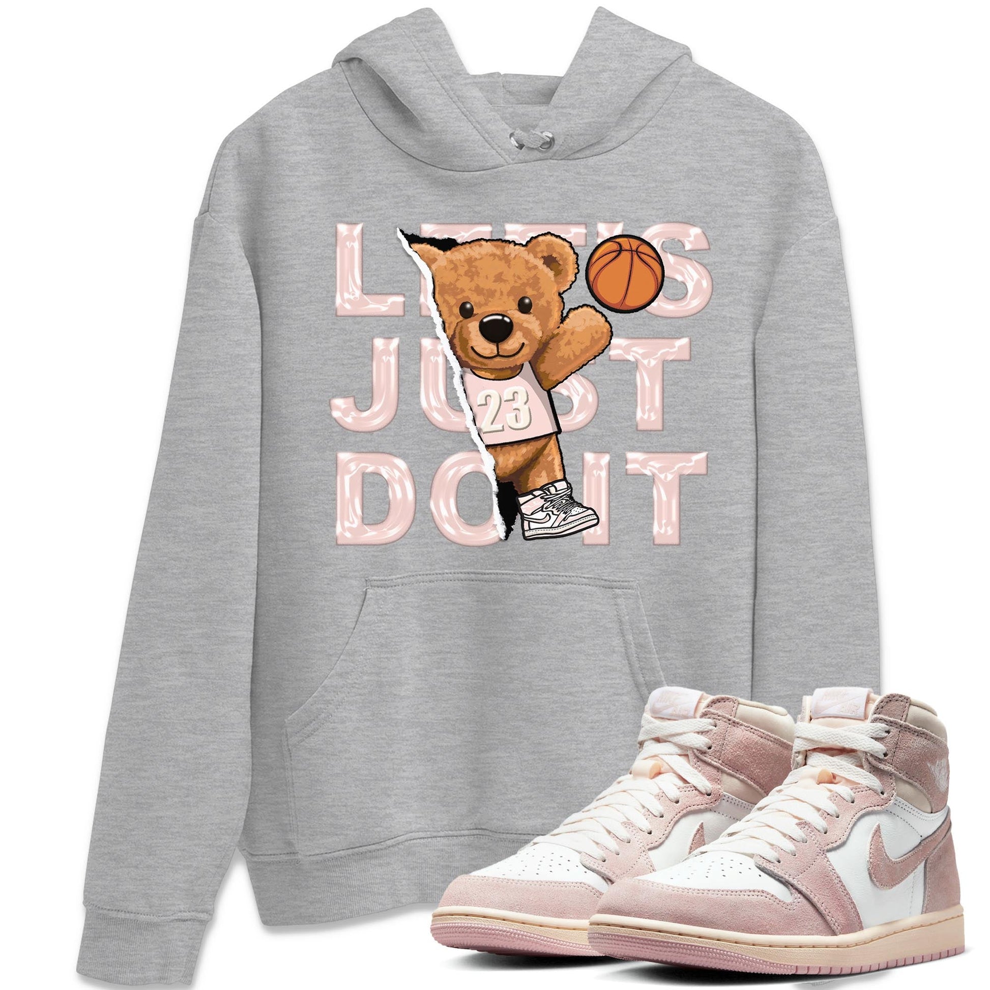 Air Jordan 1 Washed Pink Sneaker Match Tees Rip Out Bear Sneaker Tees AJ1 Washed Pink Sneaker Release Tees Unisex Shirts Heather Grey 1