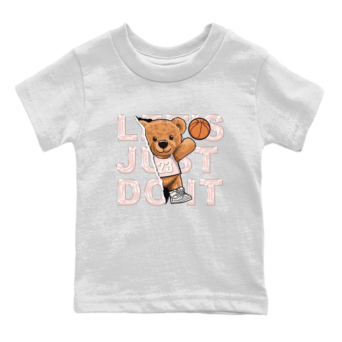 Air Jordan 1 Washed Pink Sneaker Match Tees Rip Out Bear Sneaker Tees AJ1 Washed Pink Sneaker Release Tees Kids Shirts White 2