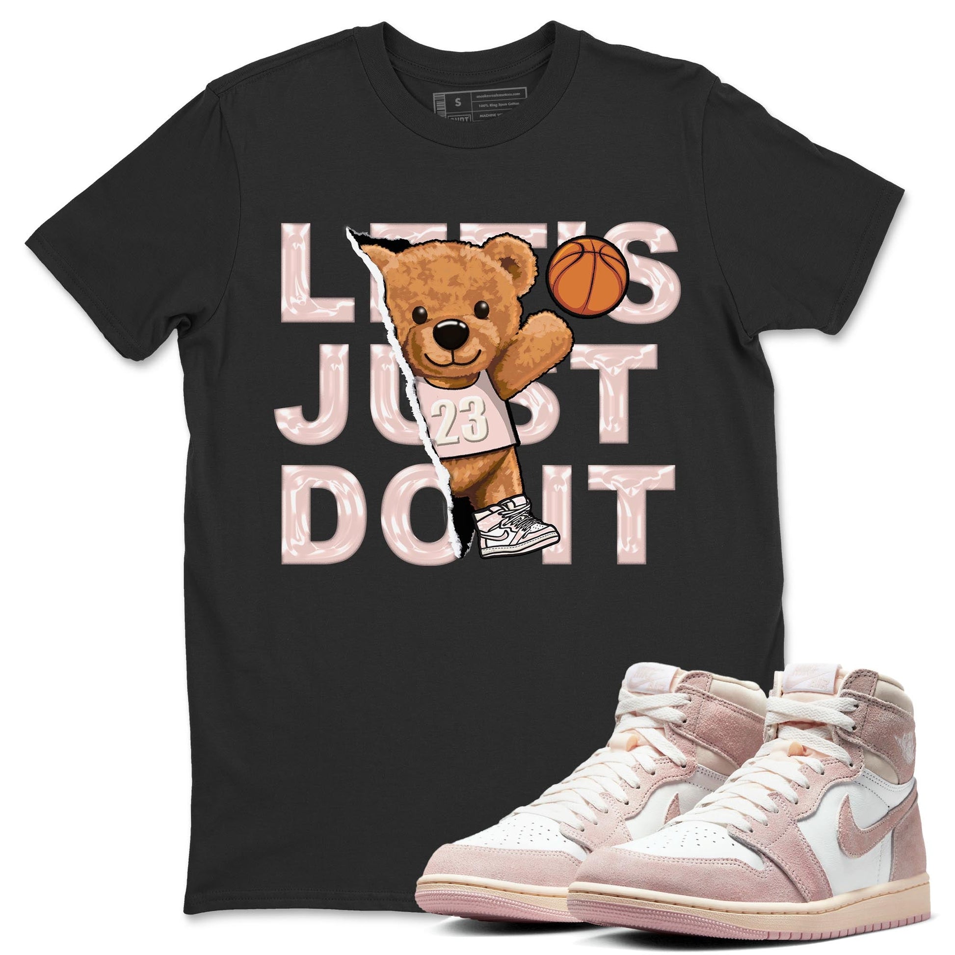 Air Jordan 1 Washed Pink Sneaker Match Tees Rip Out Bear Sneaker Tees AJ1 Washed Pink Sneaker Release Tees Unisex Shirts Black 1