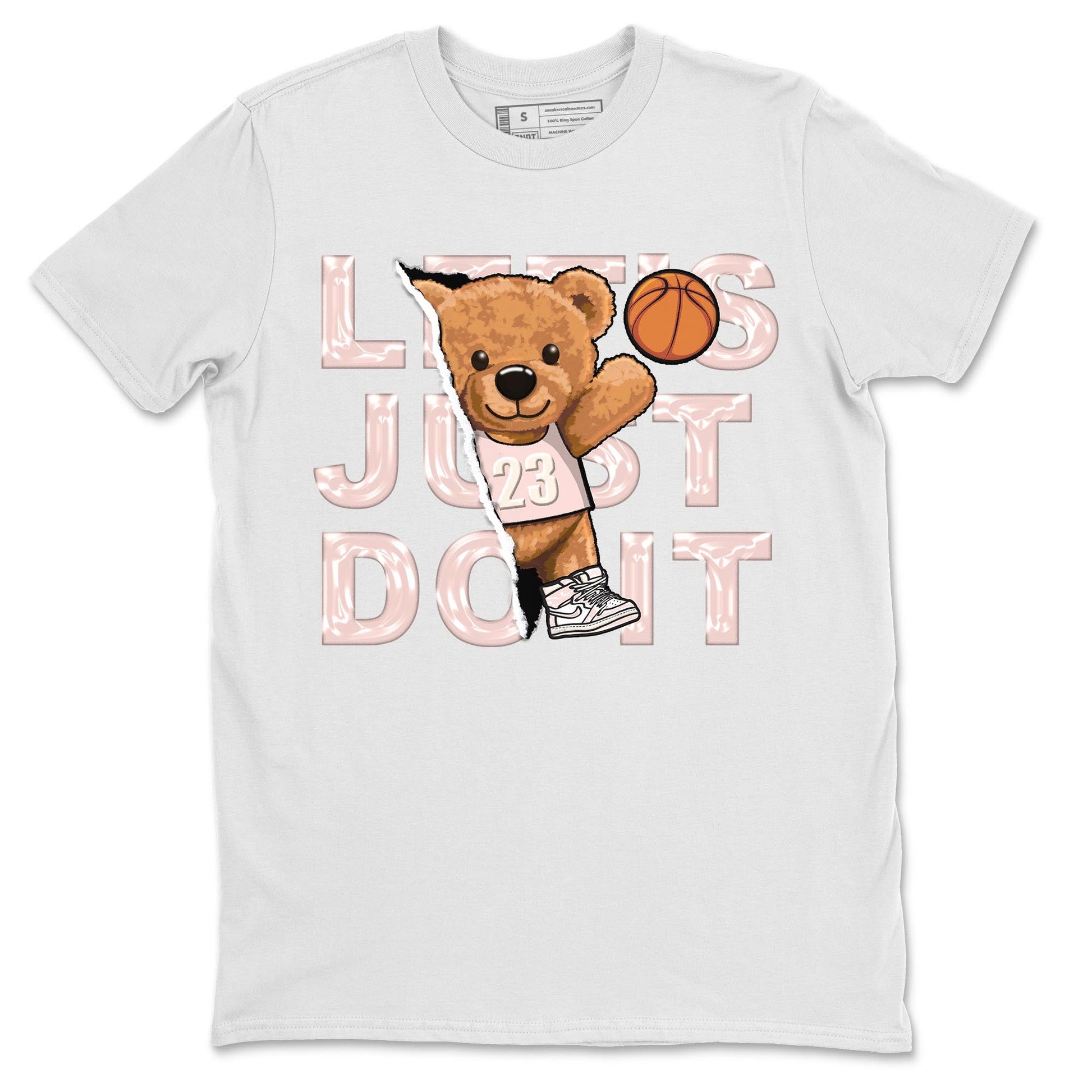 Air Jordan 1 Washed Pink Sneaker Match Tees Rip Out Bear Sneaker Tees AJ1 Washed Pink Sneaker Release Tees Unisex Shirts White 2