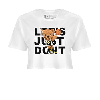 1s Yellow Ochre shirt to match jordans Rip Out Bear sneaker tees Air Jordan 1 High OG Yellow Ochre SNRT Sneaker Release Tees White 2 crop length shirt