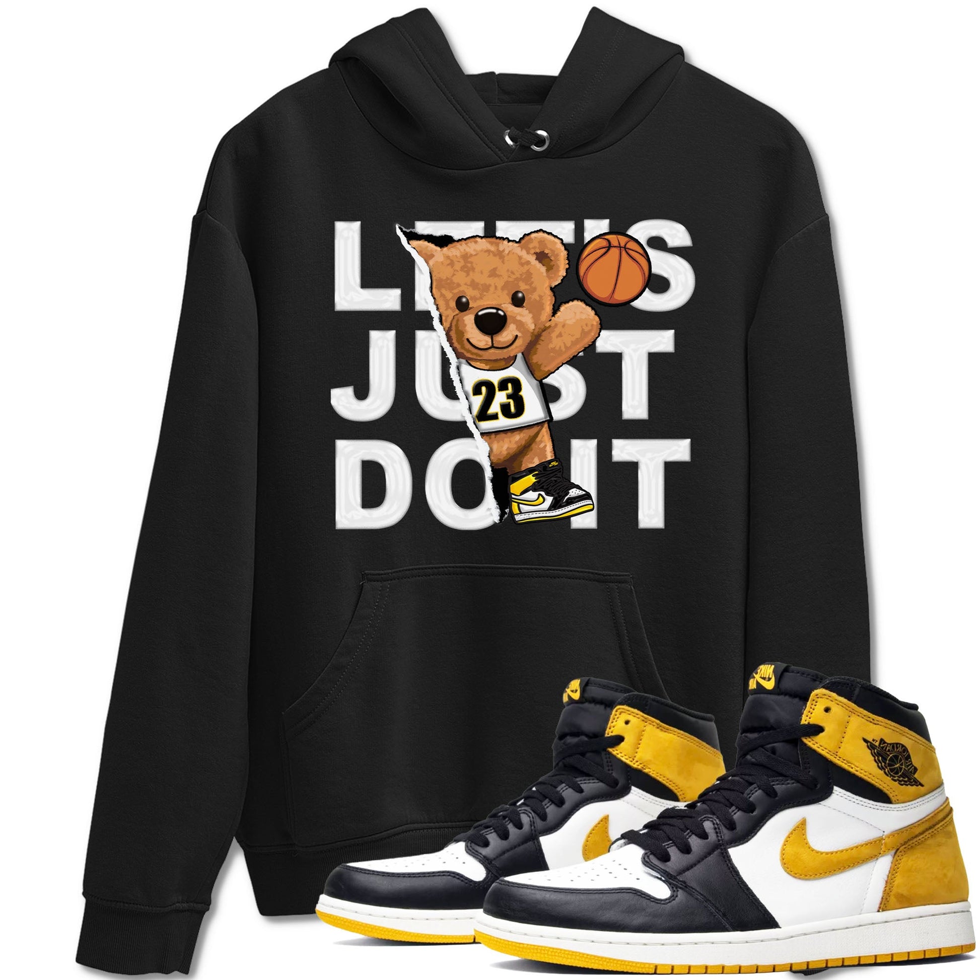 1s Yellow Ochre shirt to match jordans Rip Out Bear sneaker tees Air Jordan 1 High OG Yellow Ochre SNRT Sneaker Release Tees unisex cotton Black 1 crew neck shirt