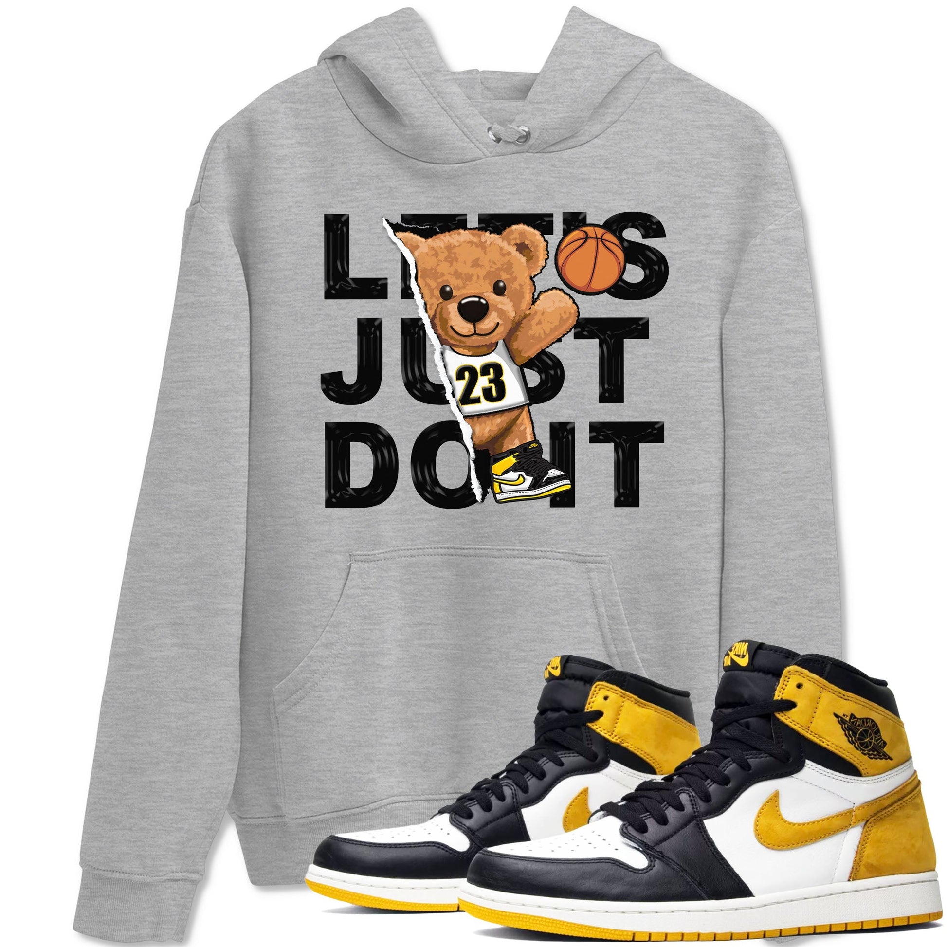 1s Yellow Ochre shirt to match jordans Rip Out Bear sneaker tees Air Jordan 1 High OG Yellow Ochre SNRT Sneaker Release Tees unisex cotton Heather Grey 1 crew neck shirt