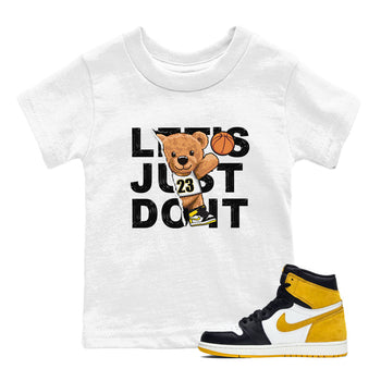 1s Yellow Ochre shirt to match jordans Rip Out Bear sneaker tees Air Jordan 1 High OG Yellow Ochre SNRT sneaker release tees baby toddler White 1 cotton Shirt