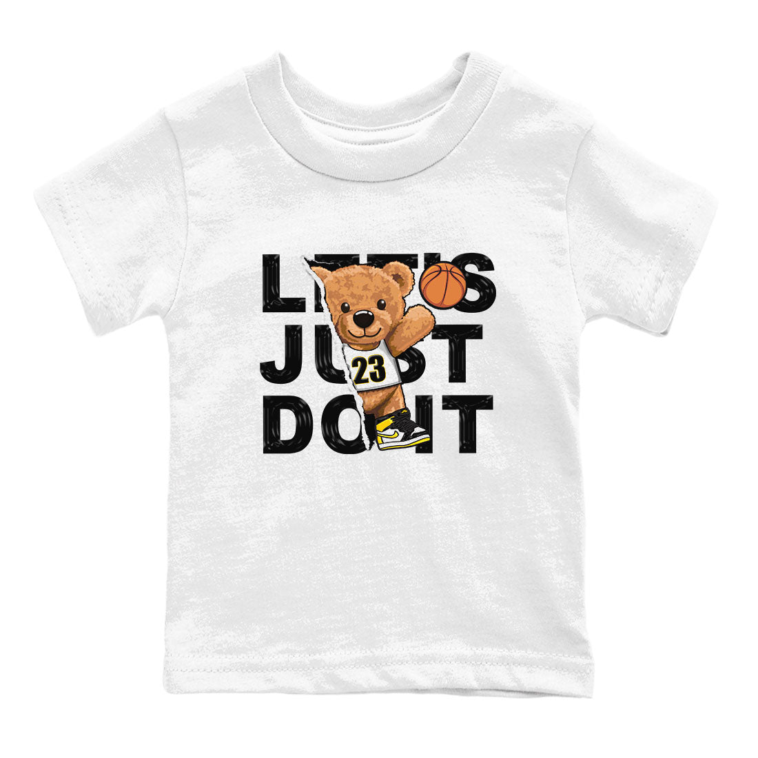 1s Yellow Ochre shirt to match jordans Rip Out Bear sneaker tees Air Jordan 1 High OG Yellow Ochre SNRT sneaker release tees baby toddler White 2 cotton Shirt