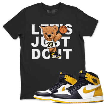 1s Yellow Ochre shirt to match jordans Rip Out Bear sneaker tees Air Jordan 1 High OG Yellow Ochre SNRT Sneaker Release Tees unisex cotton Black 1 crew neck shirt