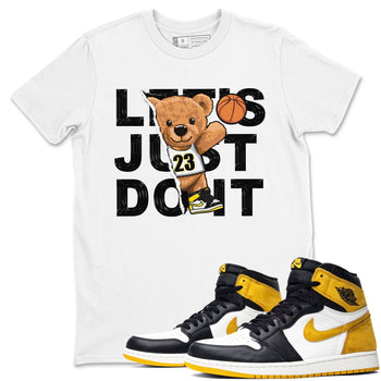 1s Yellow Ochre shirt to match jordans Rip Out Bear sneaker tees Air Jordan 1 High OG Yellow Ochre SNRT Sneaker Release Tees unisex cotton White 1 crew neck shirt