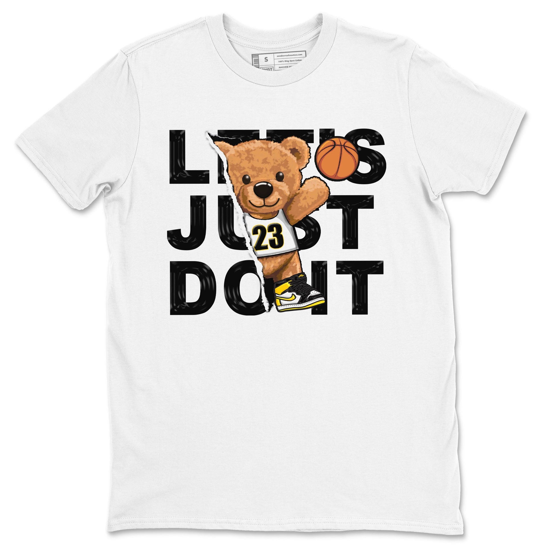 1s Yellow Ochre shirt to match jordans Rip Out Bear sneaker tees Air Jordan 1 High OG Yellow Ochre SNRT Sneaker Release Tees unisex cotton White 2 crew neck shirt