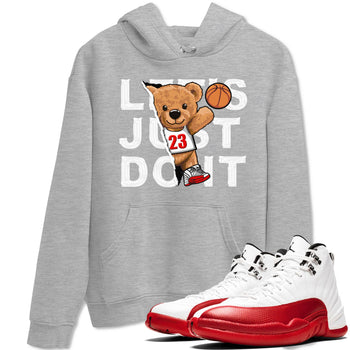 Jordan 12 Retro Cherry shirt to match jordans Varsity Red Rip Out Bear special sneaker matching tees 12s Cherry SNRT sneaker tees Unisex Heather Grey 1 T-Shirt