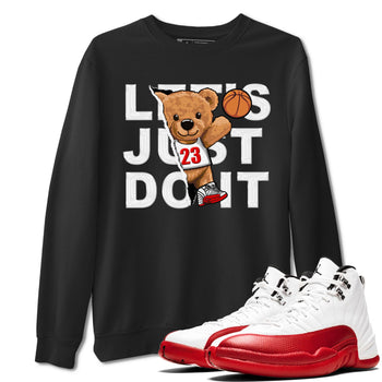 Jordan 12 Retro Cherry shirt to match jordans Varsity Red Rip Out Bear special sneaker matching tees 12s Cherry SNRT sneaker tees Unisex Black 1 T-Shirt