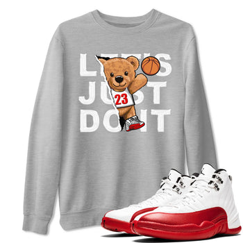 Jordan 12 Retro Cherry shirt to match jordans Varsity Red Rip Out Bear special sneaker matching tees 12s Cherry SNRT sneaker tees Unisex Heather Grey 1 T-Shirt
