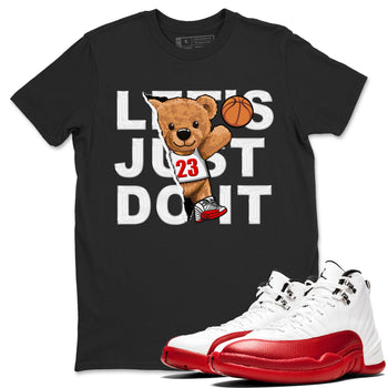 Jordan 12 Retro Cherry shirt to match jordans Varsity Red Rip Out Bear special sneaker matching tees 12s Cherry SNRT sneaker tees Unisex Black 1 T-Shirt
