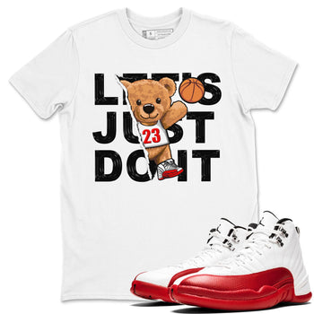 Jordan 12 Retro Cherry shirt to match jordans Varsity Red Rip Out Bear special sneaker matching tees 12s Cherry SNRT sneaker tees Unisex White 1 T-Shirt