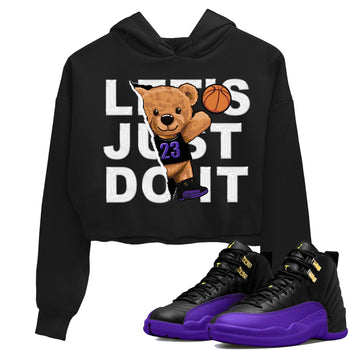 12s Field Purple shirt to match jordans Rip Out Bear sneaker tees Air Jordan 12 Field Purple SNRT Sneaker Release Tees Black 1 Crop T-Shirt