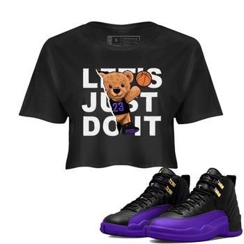 12s Field Purple shirt to match jordans Rip Out Bear sneaker tees Air Jordan 12 Field Purple SNRT Sneaker Release Tees Black 1 Crop T-Shirt