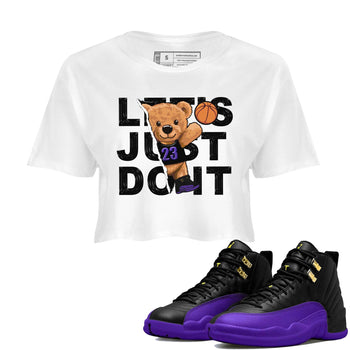 12s Field Purple shirt to match jordans Rip Out Bear sneaker tees Air Jordan 12 Field Purple SNRT Sneaker Release Tees White 1 Crop T-Shirt