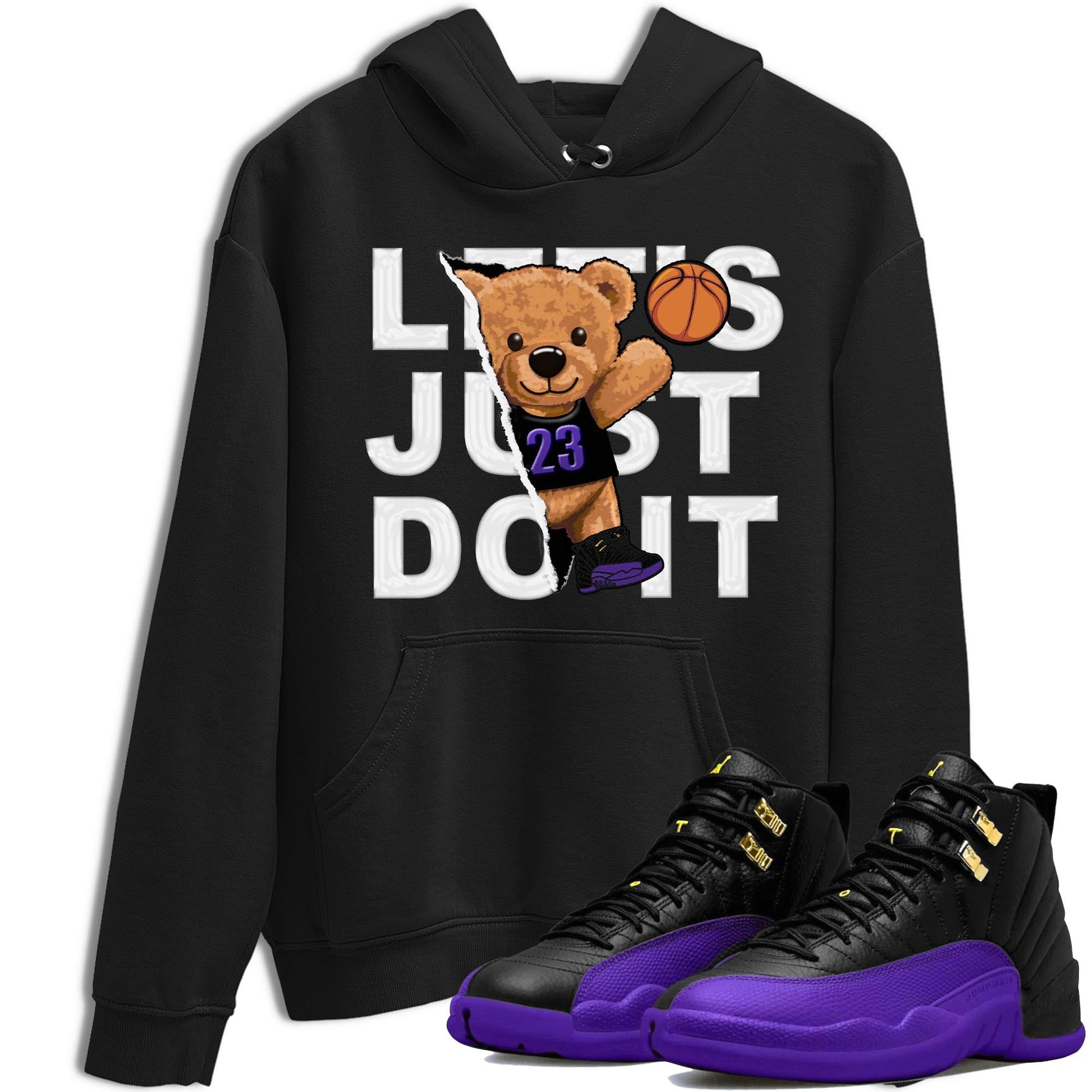 12s Field Purple shirt to match jordans Rip Out Bear sneaker tees Air Jordan 12 Field Purple SNRT Sneaker Release Tees Crew Neck Casual Unisex Black 1 T-Shirt