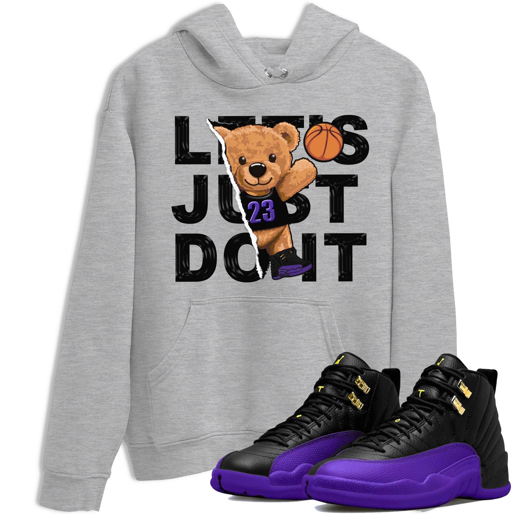 12s Field Purple shirt to match jordans Rip Out Bear sneaker tees Air Jordan 12 Field Purple SNRT Sneaker Release Tees Crew Neck Casual Unisex Heather Grey 1 T-Shirt