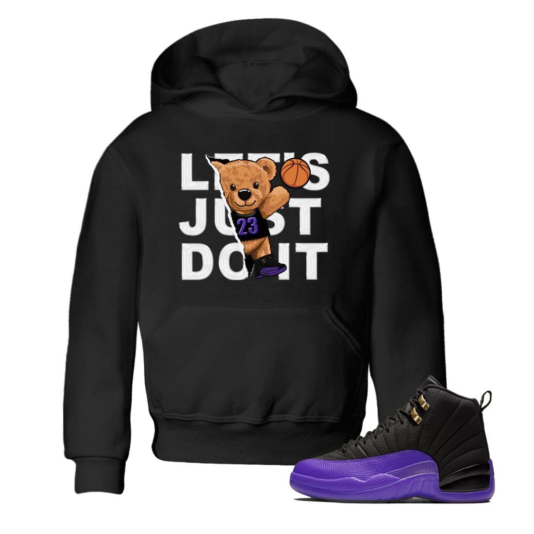 12s Field Purple shirt to match jordans Rip Out Bear sneaker tees Air Jordan 12 Field Purple SNRT Sneaker Release Tees Baby Toddler Black 1 T-Shirt