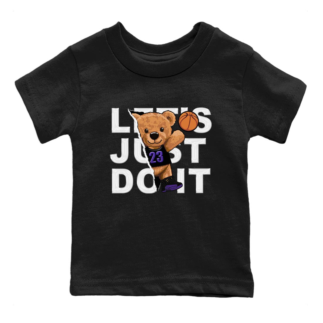 12s Field Purple shirt to match jordans Rip Out Bear sneaker tees Air Jordan 12 Field Purple SNRT Sneaker Release Tees Baby Toddler Black 2 T-Shirt