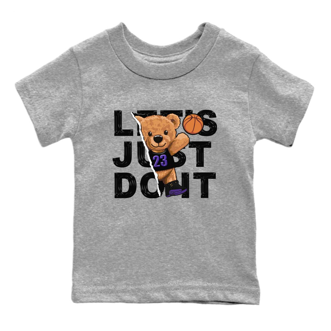 12s Field Purple shirt to match jordans Rip Out Bear sneaker tees Air Jordan 12 Field Purple SNRT Sneaker Release Tees Baby Toddler Heather Grey 2 T-Shirt