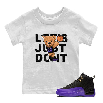 12s Field Purple shirt to match jordans Rip Out Bear sneaker tees Air Jordan 12 Field Purple SNRT Sneaker Release Tees Baby Toddler White 1 T-Shirt