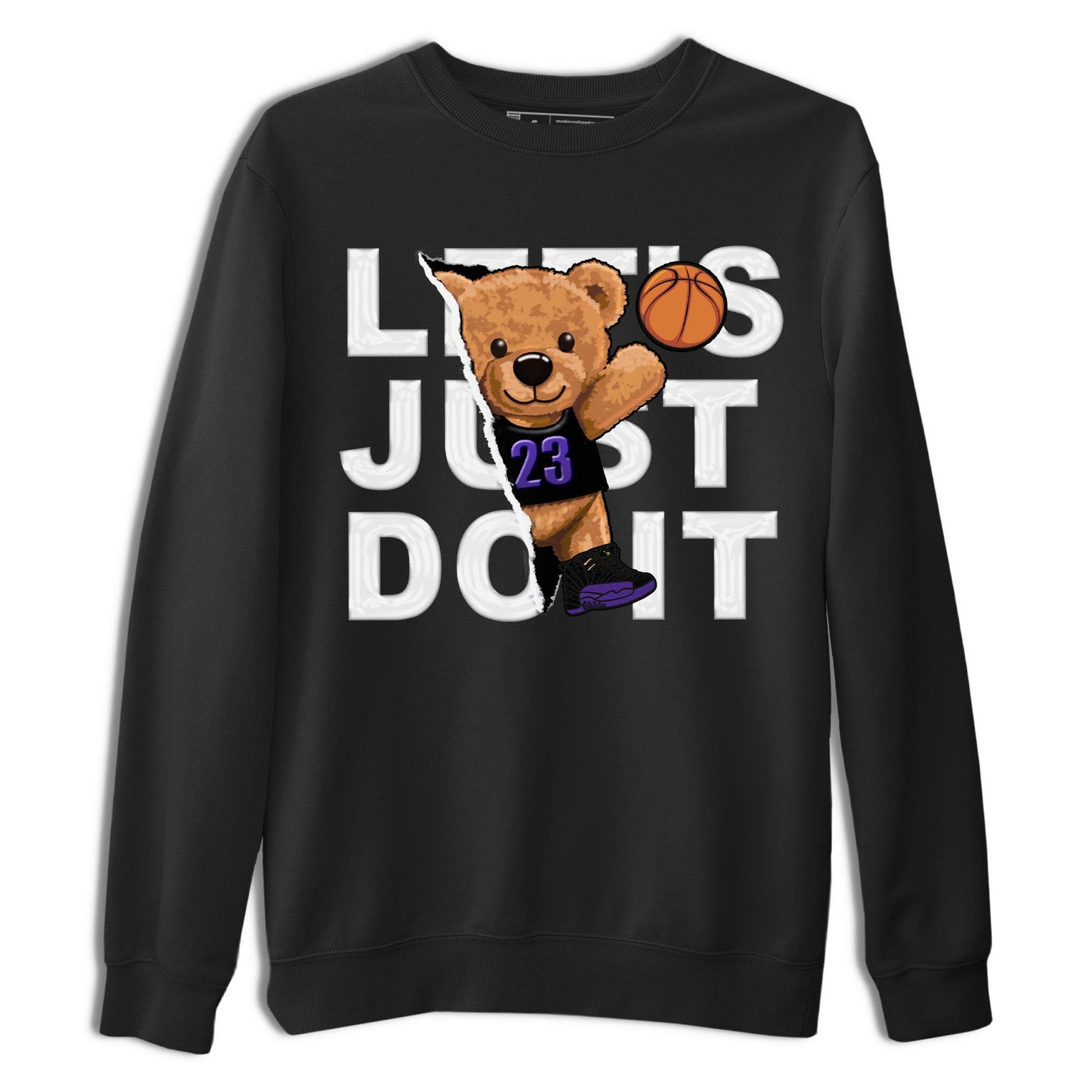 12s Field Purple shirt to match jordans Rip Out Bear sneaker tees Air Jordan 12 Field Purple SNRT Sneaker Release Tees Crew Neck Casual Unisex Black 2 T-Shirt