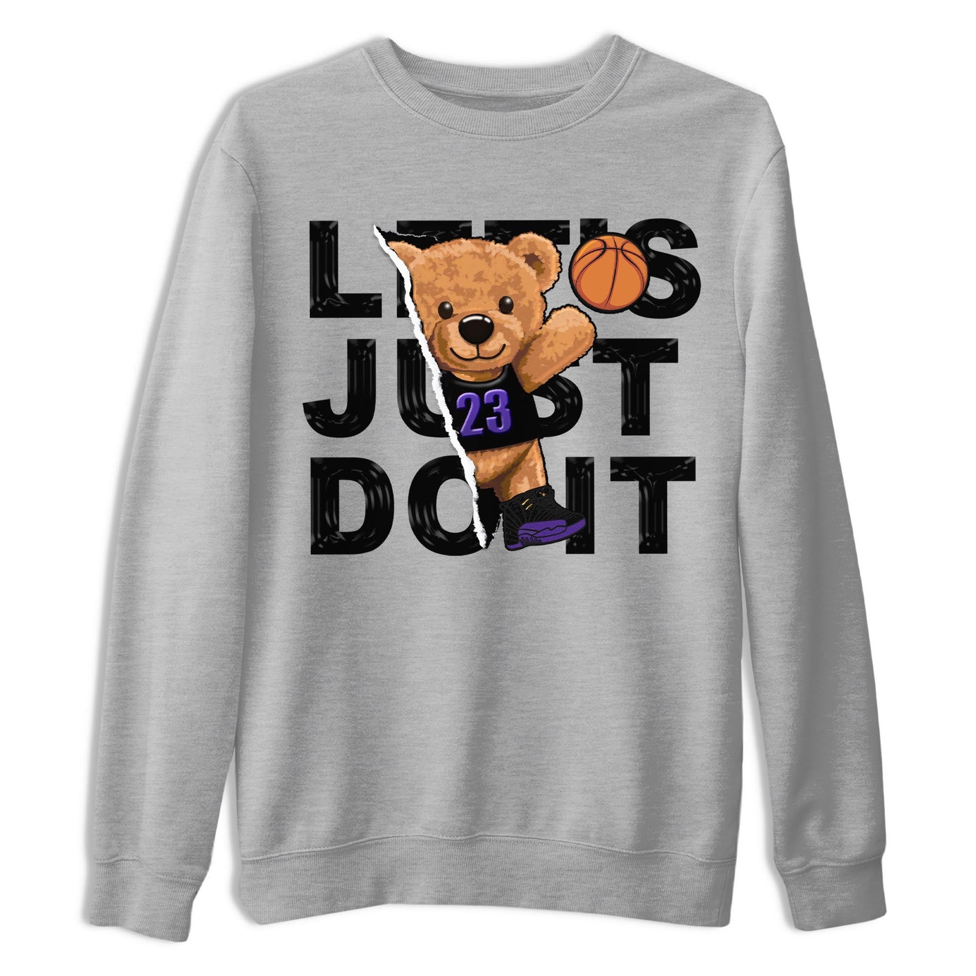 12s Field Purple shirt to match jordans Rip Out Bear sneaker tees Air Jordan 12 Field Purple SNRT Sneaker Release Tees Crew Neck Casual Unisex Heather Grey 2 T-Shirt