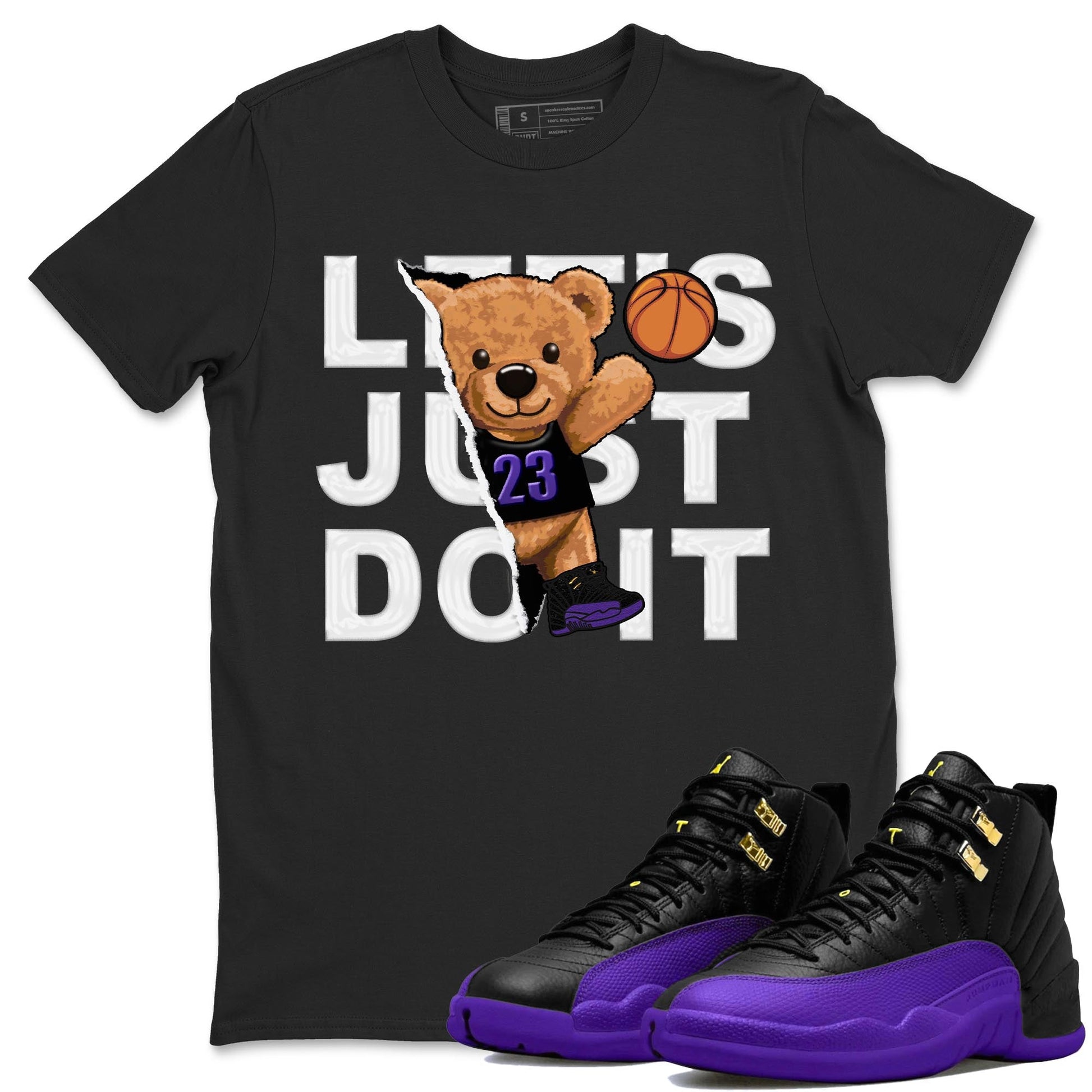 12s Field Purple shirt to match jordans Rip Out Bear sneaker tees Air Jordan 12 Field Purple SNRT Sneaker Release Tees Crew Neck Casual Unisex Black 1 T-Shirt