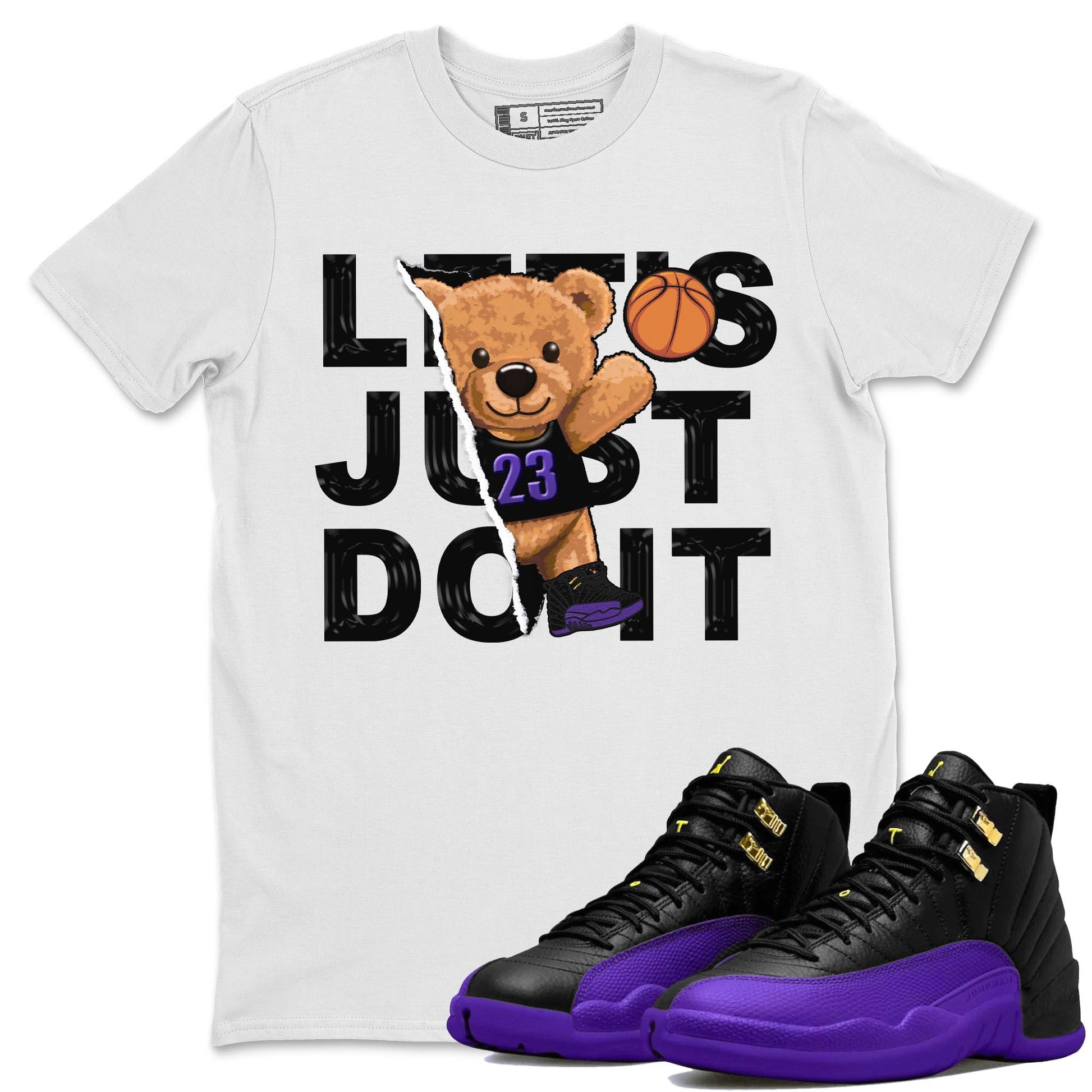 12s Field Purple shirt to match jordans Rip Out Bear sneaker tees Air Jordan 12 Field Purple SNRT Sneaker Release Tees Crew Neck Casual Unisex White 1 T-Shirt