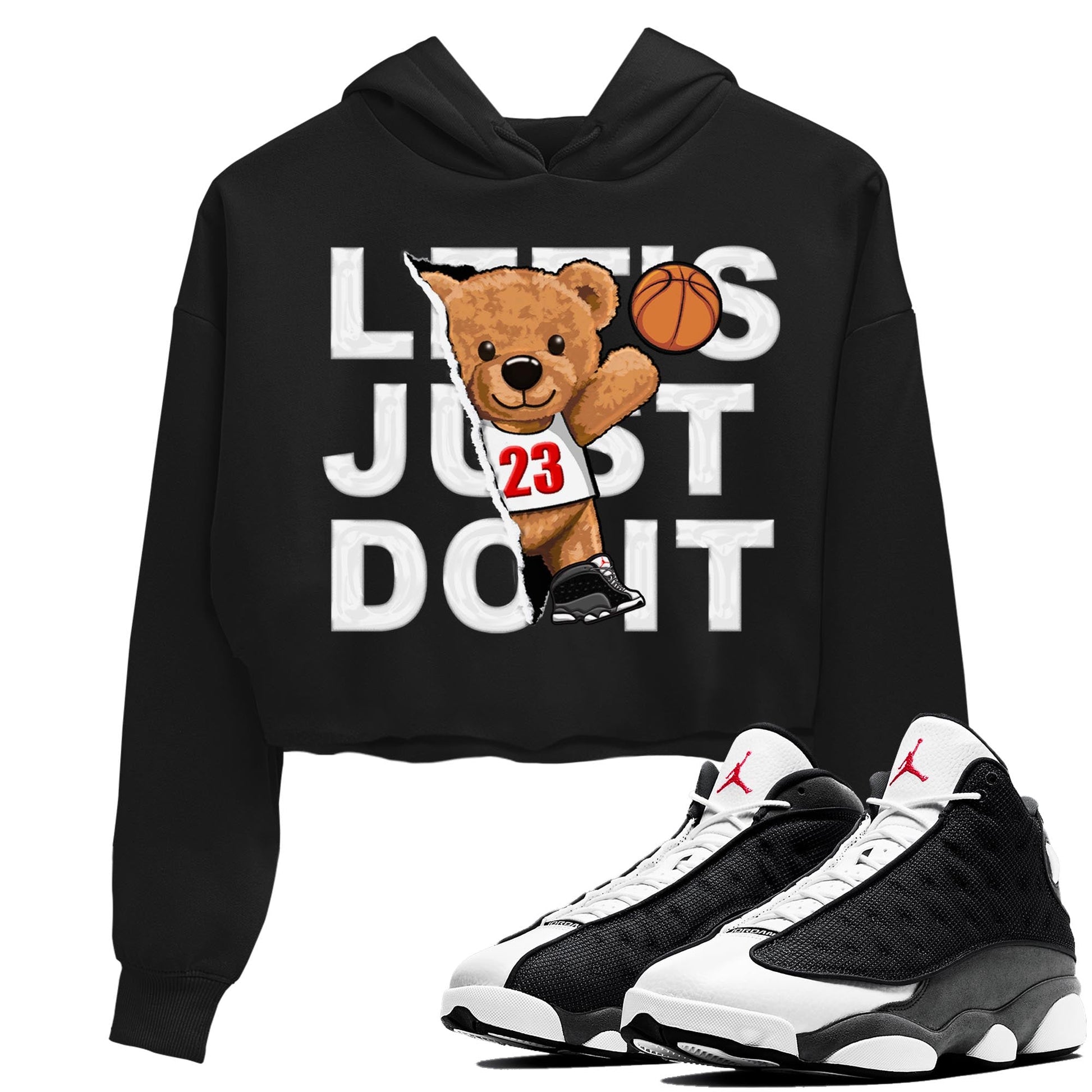 Air Jordan 13 Black Flint Sneaker Match Tees Rip Out Bear Sneaker Tees AJ 13s Black Flint Sneaker Release Tees Women's Shirts Black 1