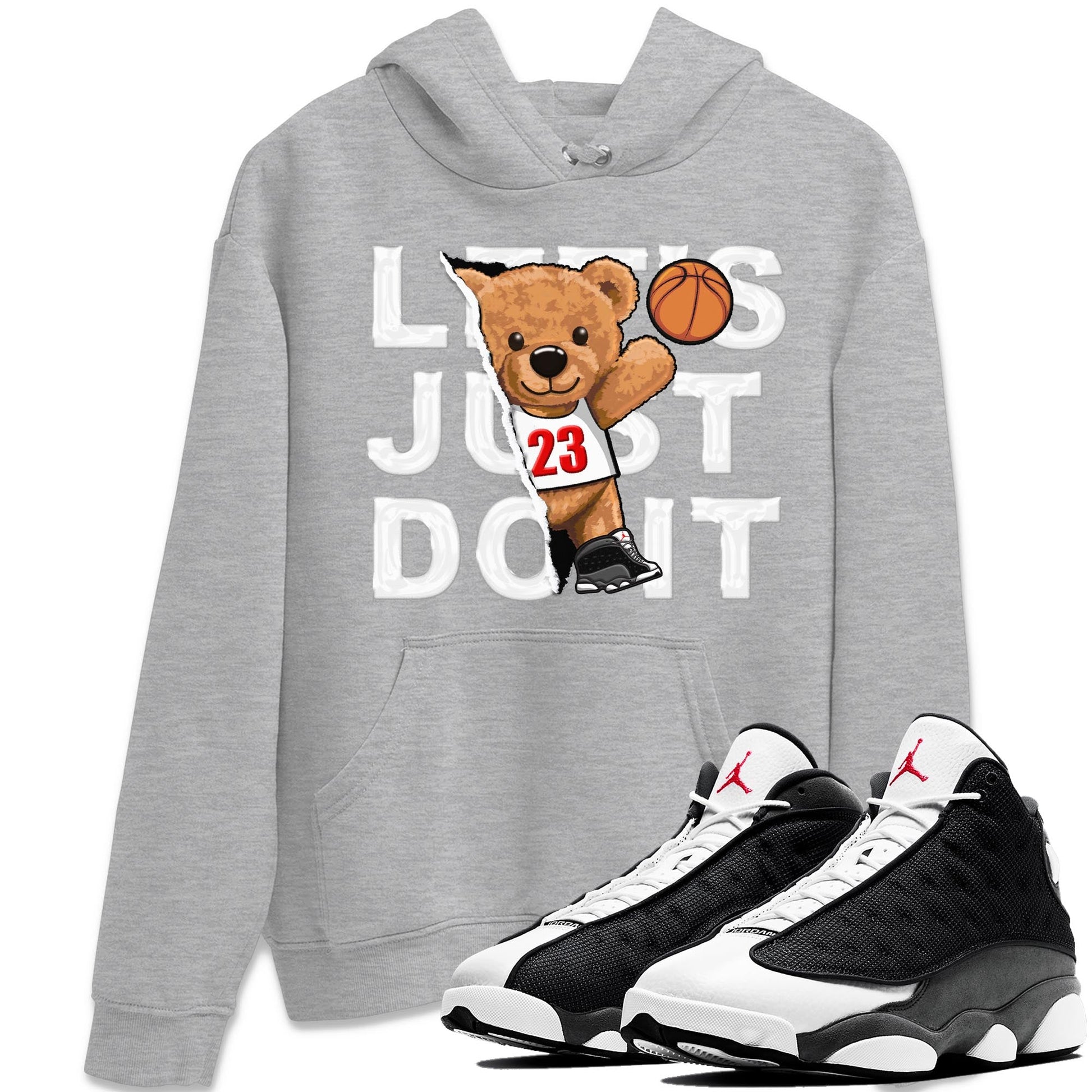 Air Jordan 13 Black Flint Sneaker Match Tees Rip Out Bear Sneaker Tees AJ 13s Black Flint Sneaker Release Tees Unisex Shirts Heather Grey 1
